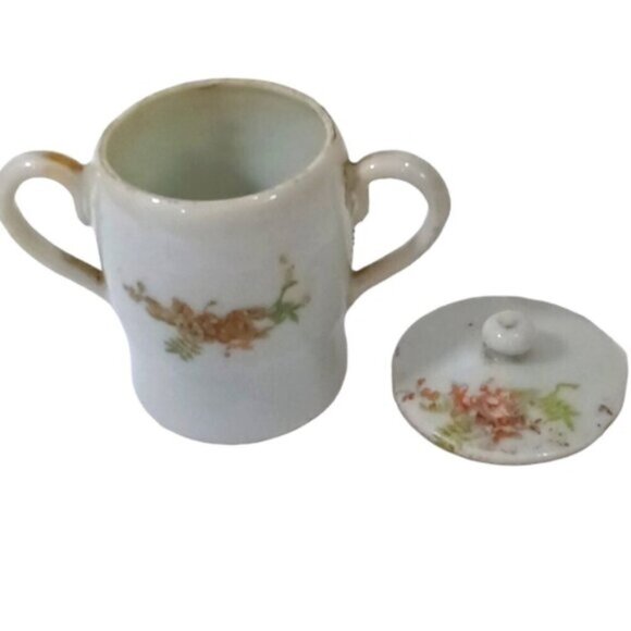 Antique Japanese Mini Teapot & Lidded 2-Handled Pot Goat Cart & Flowers Decor - Picture 10 of 13